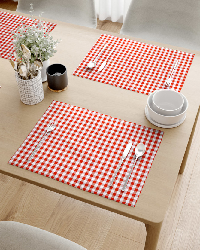 Prostírání na stůl 100% bavlněné plátno - červené a bílé kostičky - sada 2ks