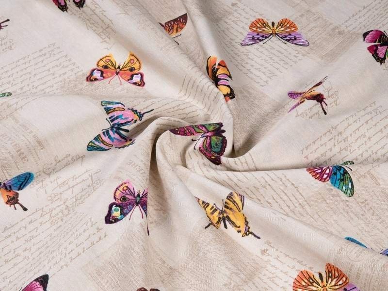 Dekorační látka Loneta - barevní motýlci