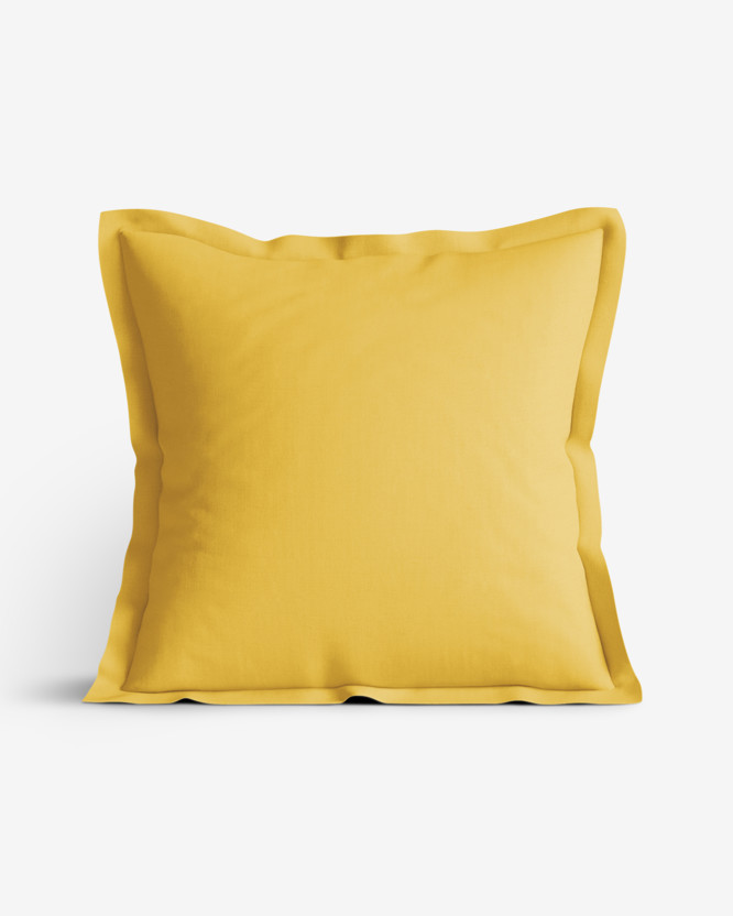 Bavlněný povlak na polštář s ozdobným lemem - medově žlutý