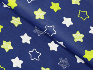Bavlněné plátno Simona - vzor 746 hvězdy na tmavě modrém - metráž š. 160 cm