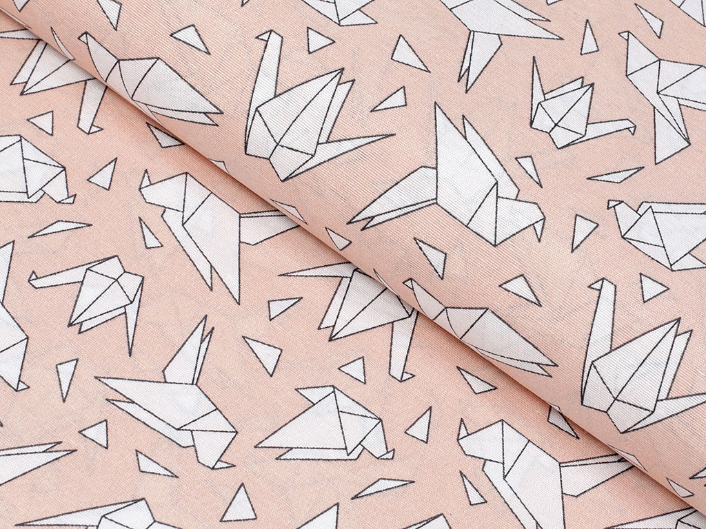 Dekorační látka Loneta - origami na lososovém