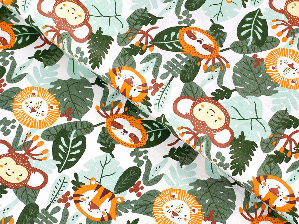 Bavlněné plátno - zvířata z džungle