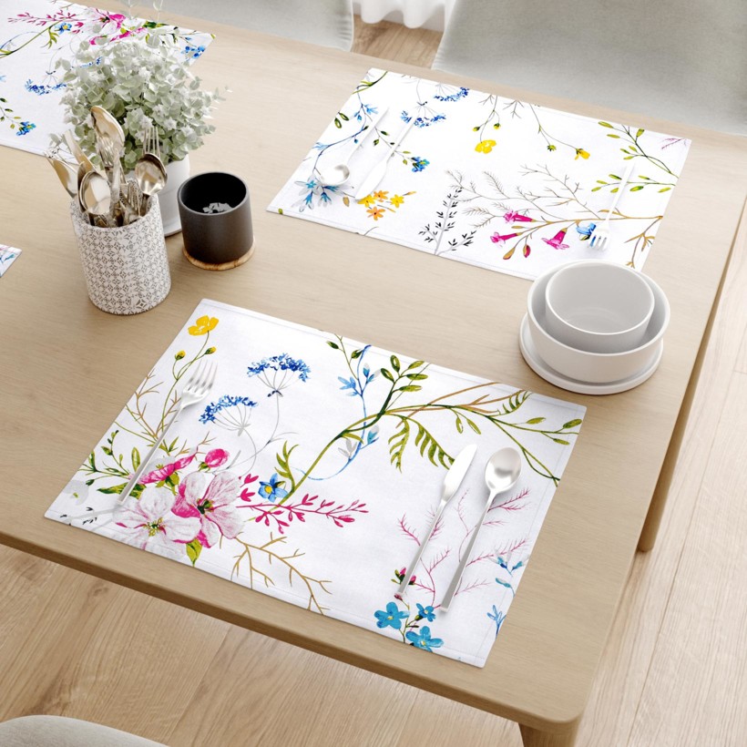 Prostírání na stůl 100% bavlněné plátno - malované luční květiny - sada 2ks