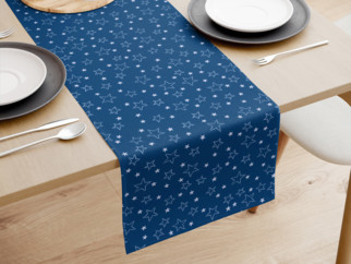 Bavlněný běhoun na stůl - vzor bílé hvězdičky na modrém