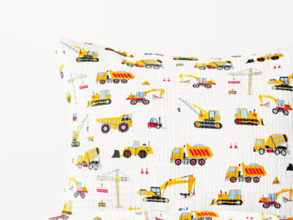 Dětské krepové povlečení - vzor 914 nákladní auta a bagry