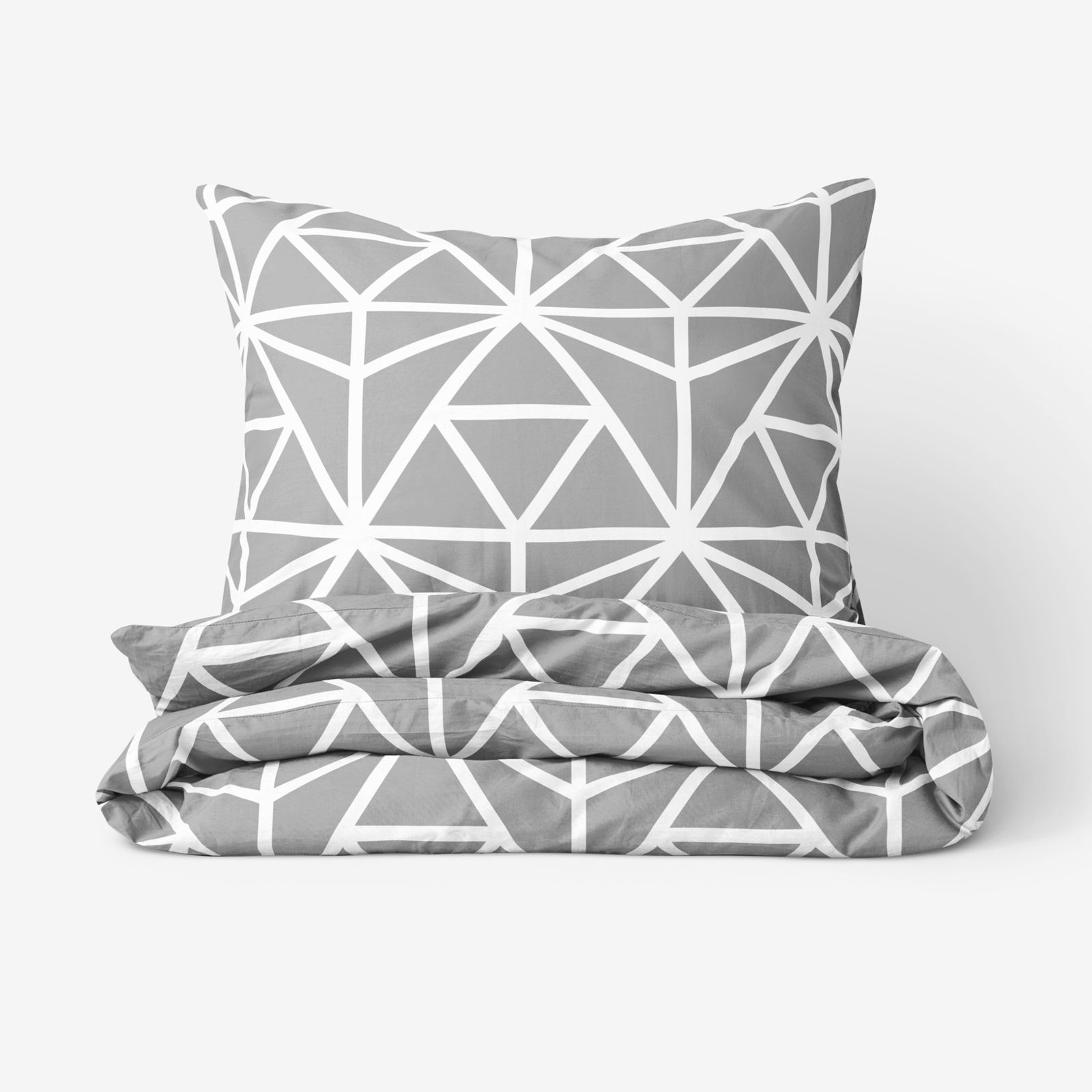Bavlněné ložní povlečení - bílé geometrické tvary na šedém
