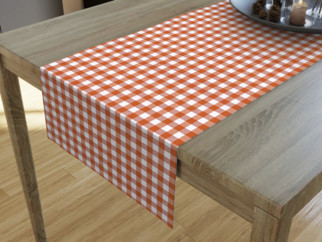 Dekorační běhoun na stůl MENORCA - vzor oranžové a bílé kostičky