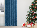 Vánoční bavlněný závěs - vzor bílé hvězdičky na modrém