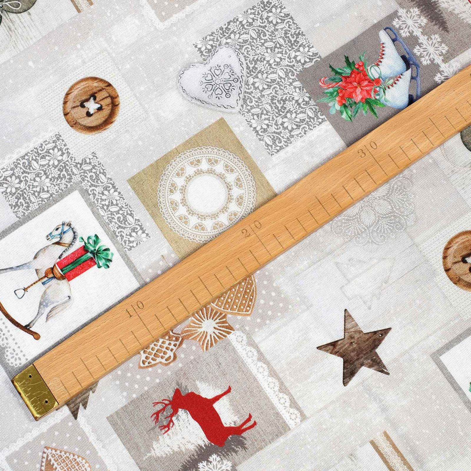 Vánoční dekorační látka Loneta - vánoční patchwork