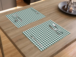 Bavlněné prostírání na stůl KANAFAS - vzor malé zeleno-bílé kostičky - sada 2ks