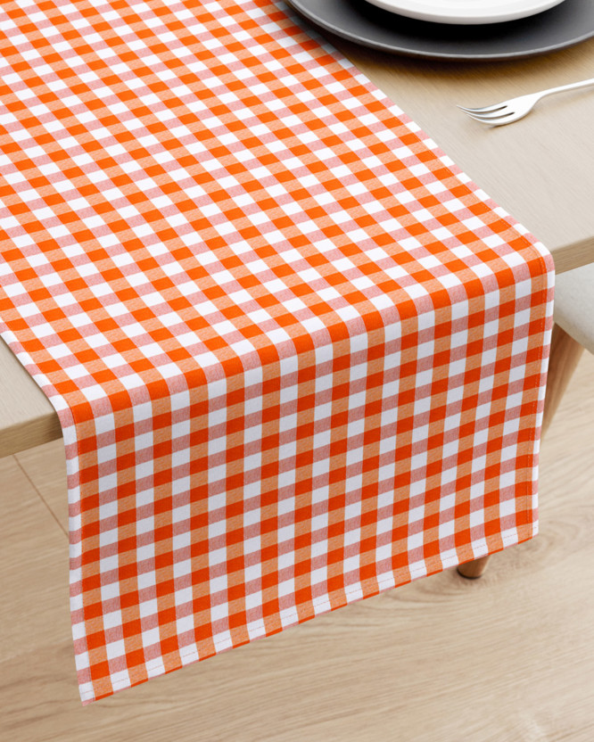 Běhoun na stůl Menorca - oranžové a bílé kostičky