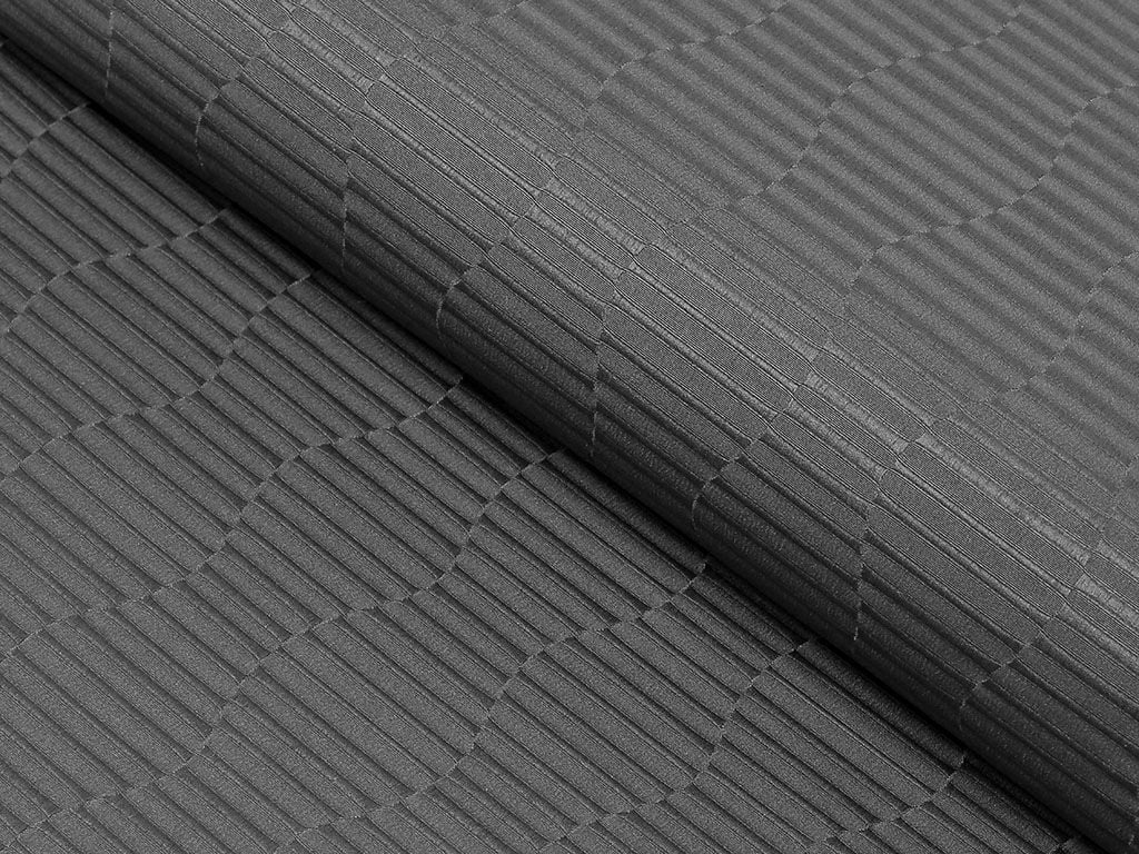 Dekorační látka s teflonovou úpravou - tmavě šedé šrafované vlny