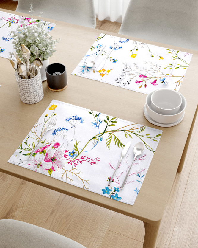 Prostírání na stůl 100% bavlněné plátno - malované luční květiny - sada 2ks