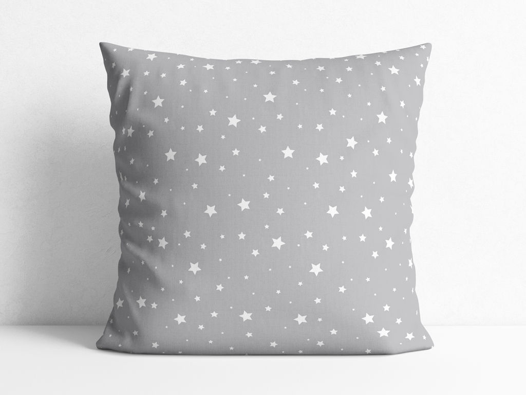 Bavlněný povlak na polštář - drobné bílé hvězdičky na šedém