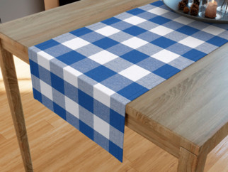 Bavlněný běhoun na stůl KANAFAS - vzor velké modro-bílé kostky