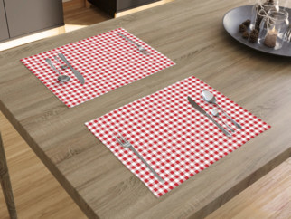 Bavlněné prostírání na stůl - vzor červené a bílé kostičky - sada 2ks