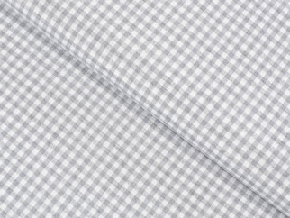 Dekorační látka Menorca - malé šedé a bílé kostičky - šířka 140 cm