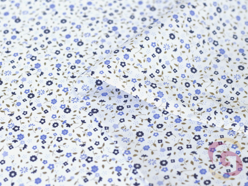 Bavlněné plátno SIMONA - vzor 895 drobné modré kvítí