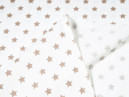 Bavlněné plátno SIMONA - vzor 382 béžové hvězdičky na bílém podkladu - metráž š. 145cm