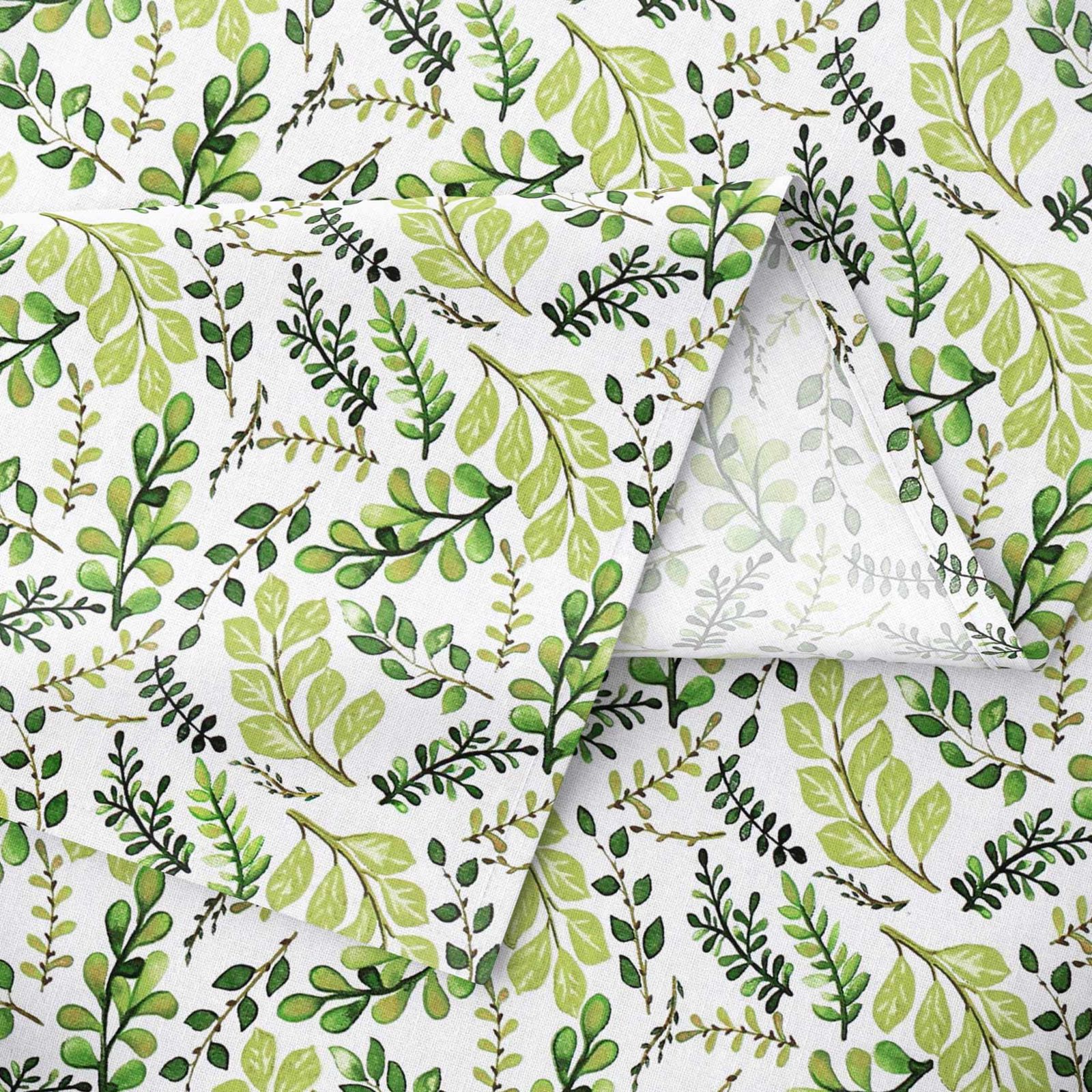 Hranatý ubrus 100% bavlněné plátno - zelené lístečky
