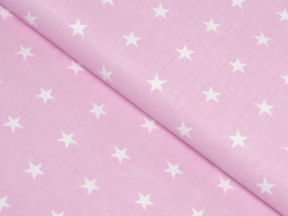 Bavlněné plátno SIMONA - bílé hvězdičky na růžovém - metráž š. 160 cm