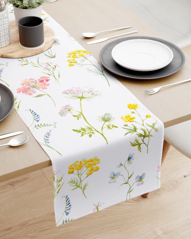 Běhoun na stůl 100% bavlněné plátno - kvetoucí louka
