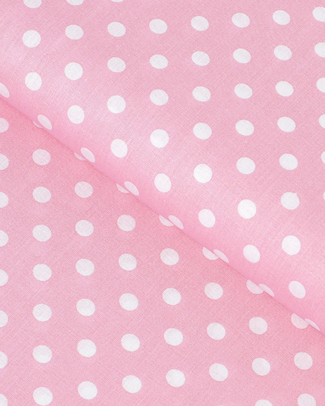 Bavlněné plátno - bílé puntíky na růžovém