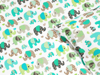 Dětské bavlněné povlečení - zelenomodří sloni