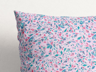 Bavlněný povlak na polštář - vzor barevné střípky na růžovém
