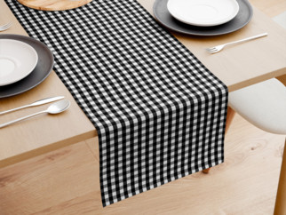 Bavlněný běhoun na stůl KANAFAS - vzor malé černo-bílé kostičky