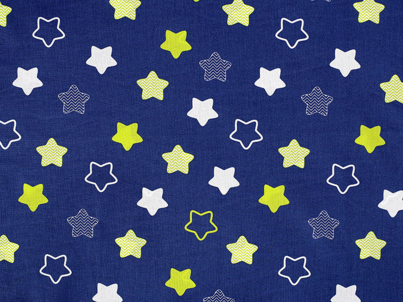 Bavlněné plátno - hvězdy na tmavě modrém