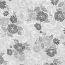 PVC ubrusovina s textilním podkladem - šedé květy - metráž š. 140 cm