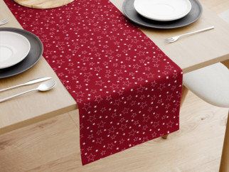 Běhoun na stůl 100% bavlněné plátno - bílé hvězdičky na červeném