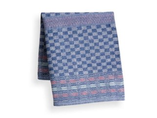 Pracovní bavlněný ručník hladký - kepr modrá kostka s pruhy