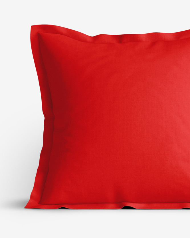 Bavlněný povlak na polštář s ozdobným lemem - červený