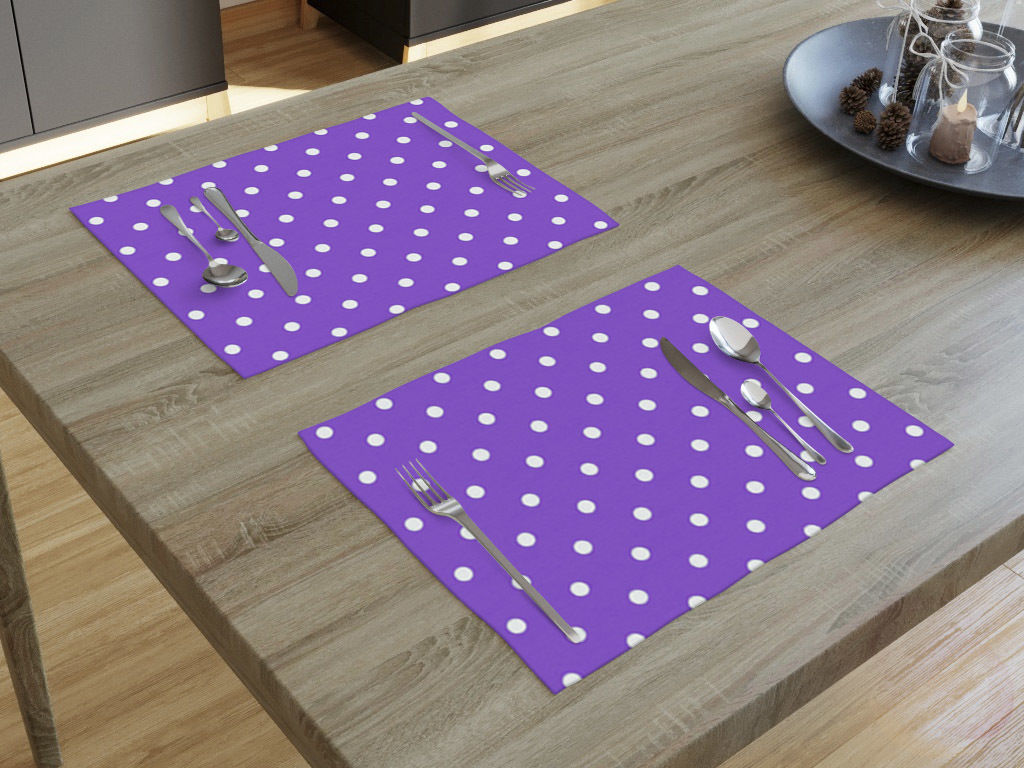 Prostírání na stůl Loneta - bílé puntíky na fialovém - sada 2ks