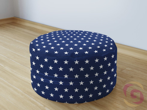 Bavlněný sedací bobek vzor bílé hvězdičky na tmavě modrém