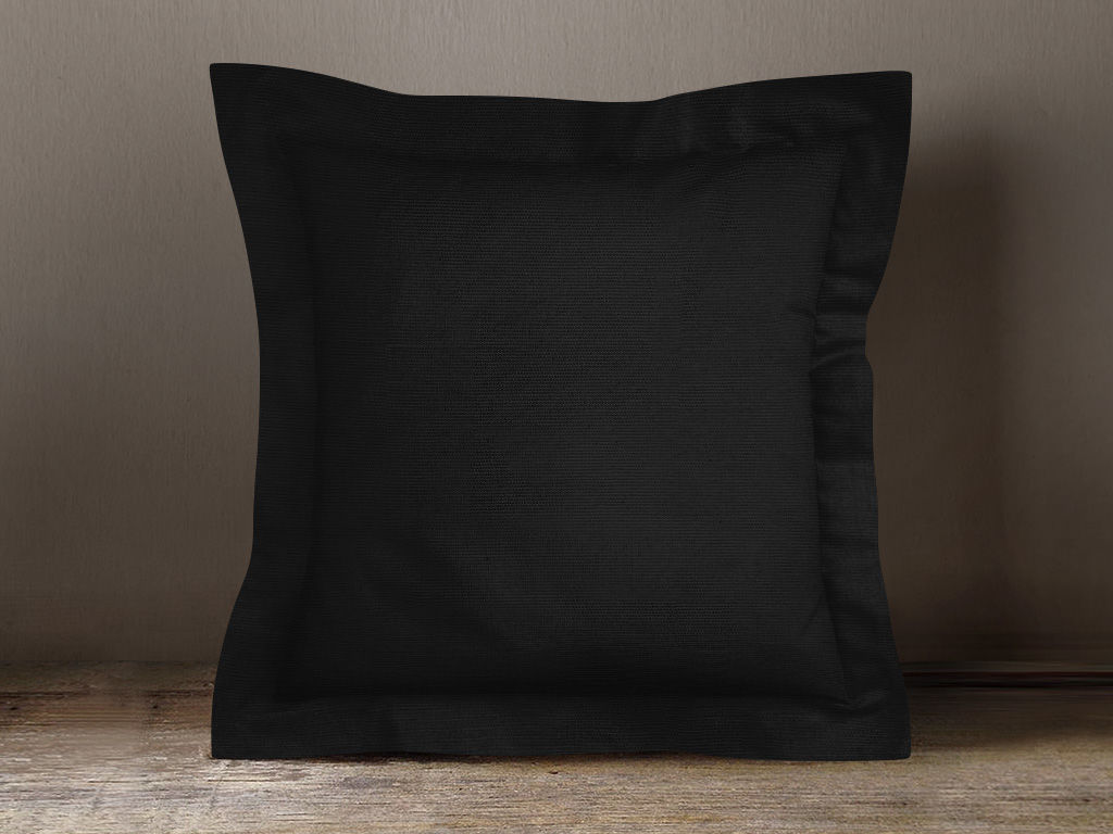 Dekorační povlak na polštář s ozdobným lemem Loneta - černý