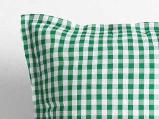Bavlněný povlak na polštář s ozdobným lemem - zelené a bílé kostičky