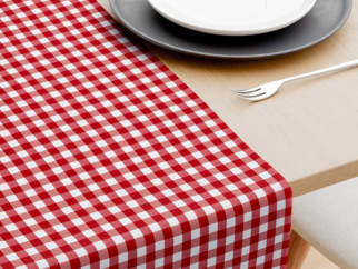 Bavlněný běhoun na stůl KANAFAS - vzor malé červeno-bílé kostičky