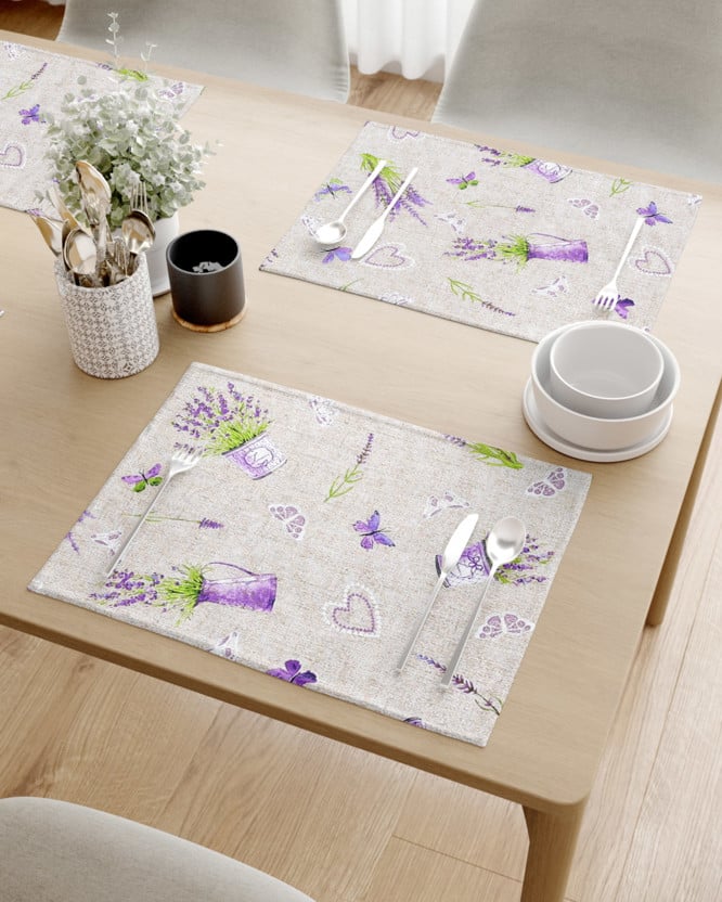 Prostírání na stůl Loneta - kvetoucí levandule na režném - sada 2ks