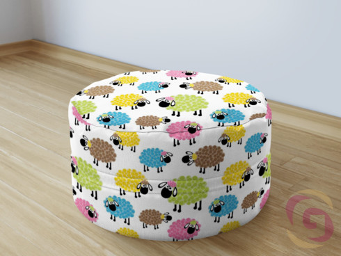 Bavlněný sedací bobek - vzor barevné ovečky