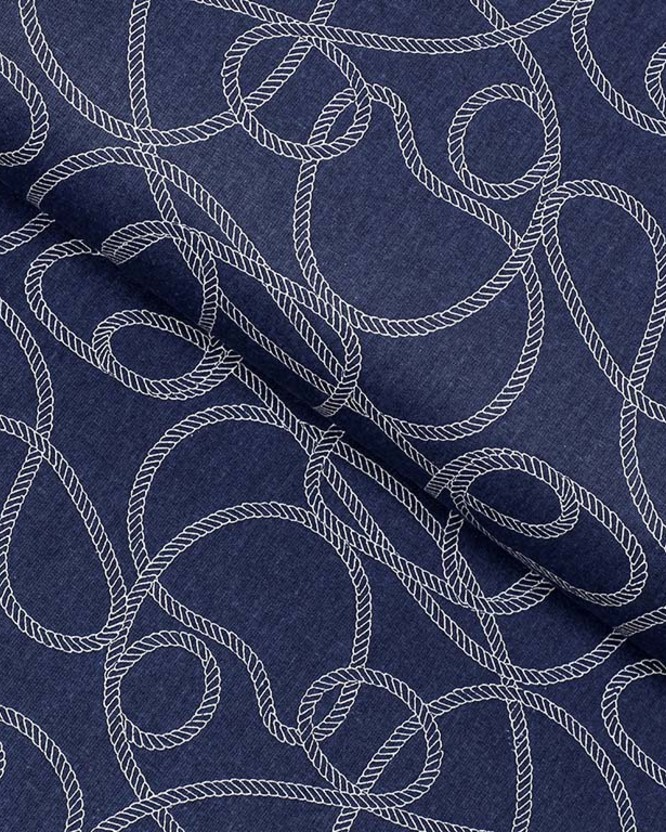 Bavlněné plátno - námořnická lana na tmavě modrém