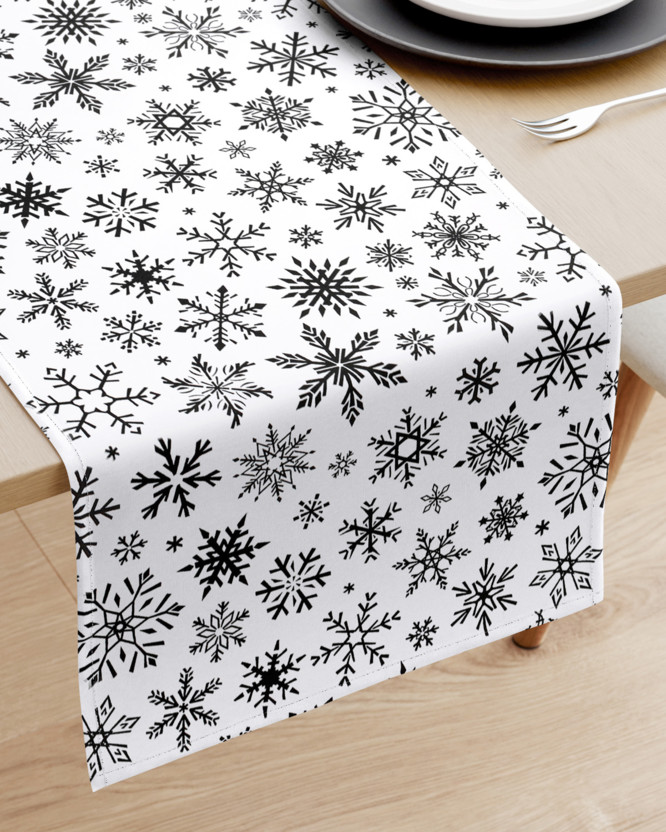 Vánoční běhoun na stůl 100% bavlněné plátno - sněhové vločky