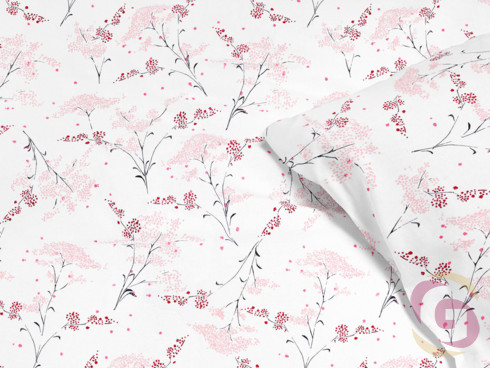Bavlněné ložní povlečení - vzor 934 japonské květy na bílém