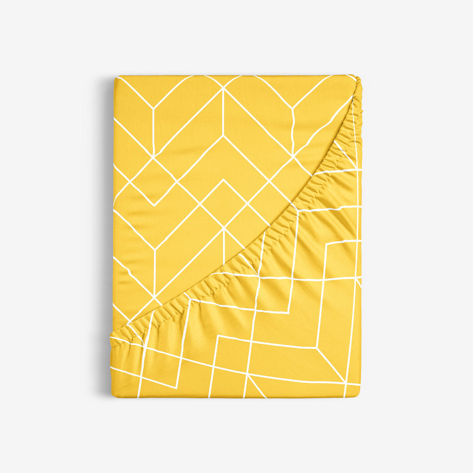 Bavlněné napínací prostěradlo - mozaika na žlutém