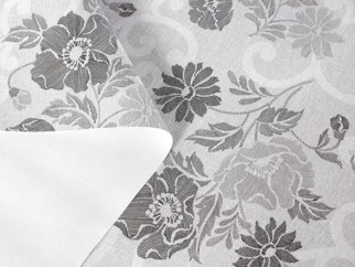 PVC ubrusovina s textilním podkladem - vzor šedé květy - metráž š. 140 cm