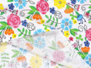 Bavlněné plátno SIMONA - vzor 1062 barevné květiny na bílém - metráž š. 160cm