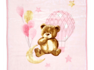 Dětská španělská deka Manterol Baby - medvídek růžový - 75x100 cm