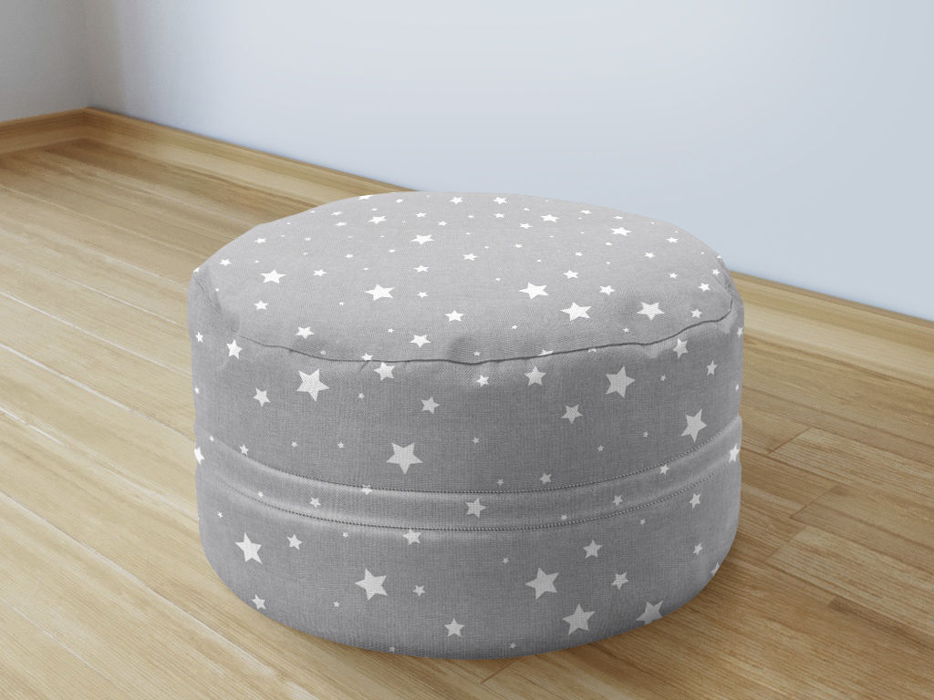 Bavlněný sedací bobek 50x20cm - drobné bílé hvězdičky na šedém